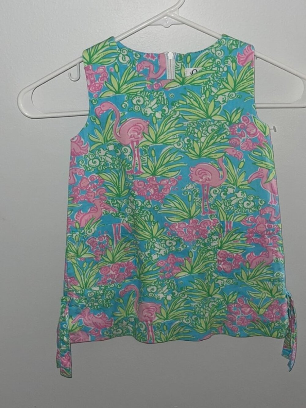 Lilly Pulitzer Girls Shift Dress 3T Flamingo Print Pink Green Vintage White Labe